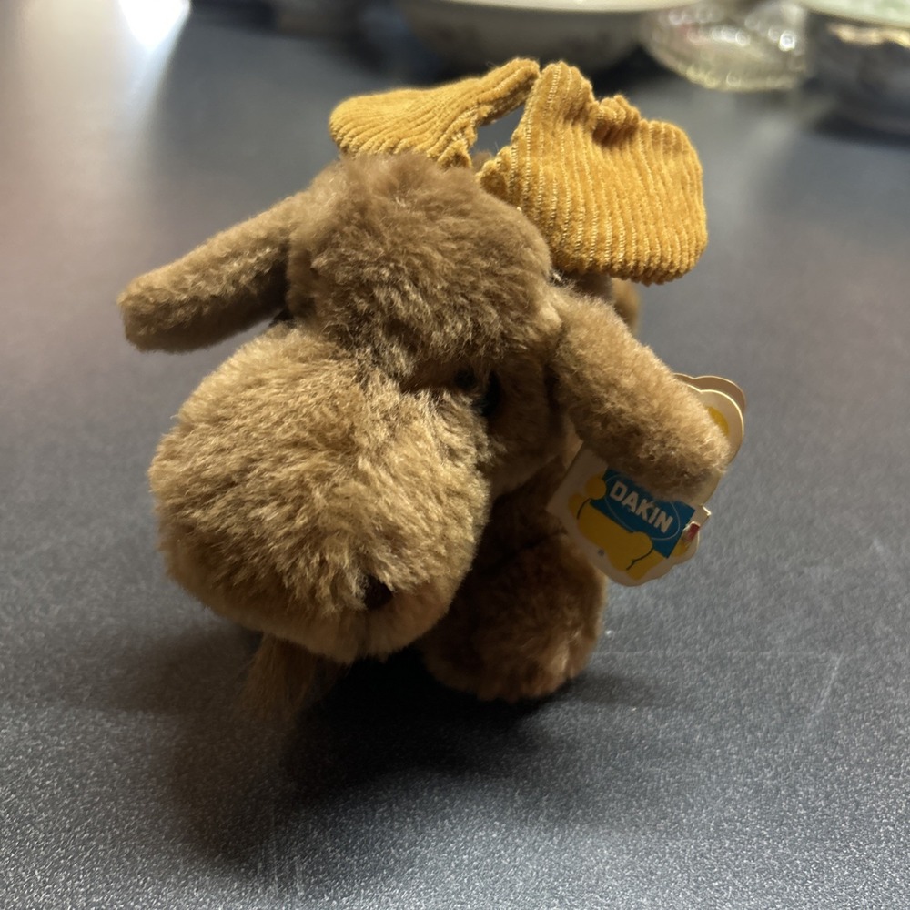 Vintage Dakin 1983 Nature Babies Moose 7" Plush Stuffed Animal Corduroy Antlers